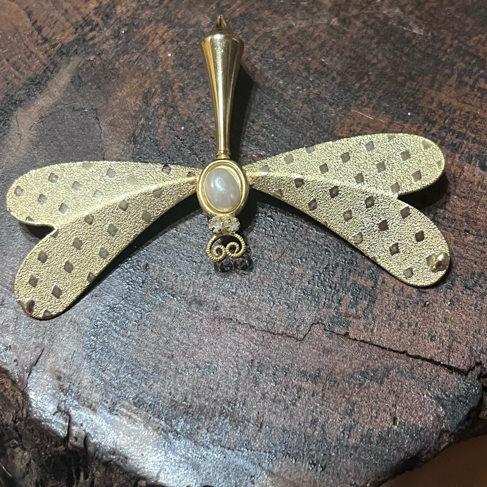VTG 18k GP Dragonfly Brooch, Designer Sales Sample